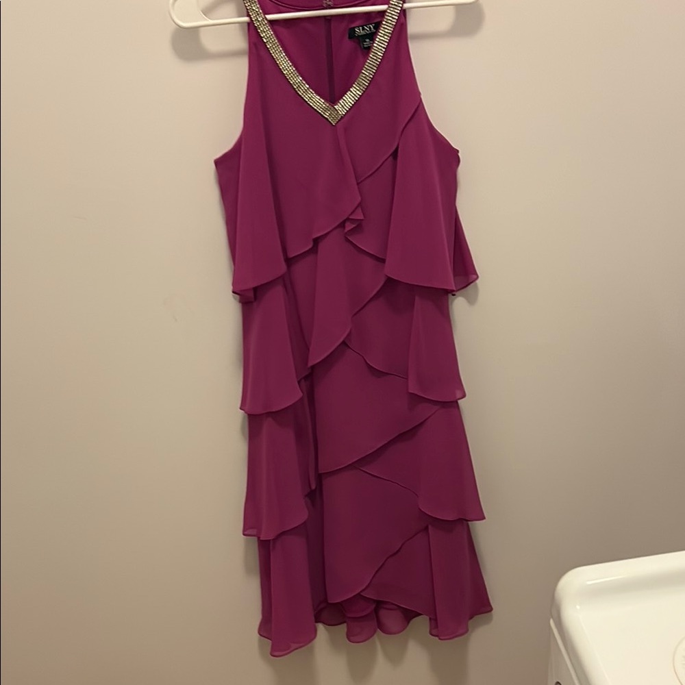 SL Fashions Pink Halter Ruffled Dress